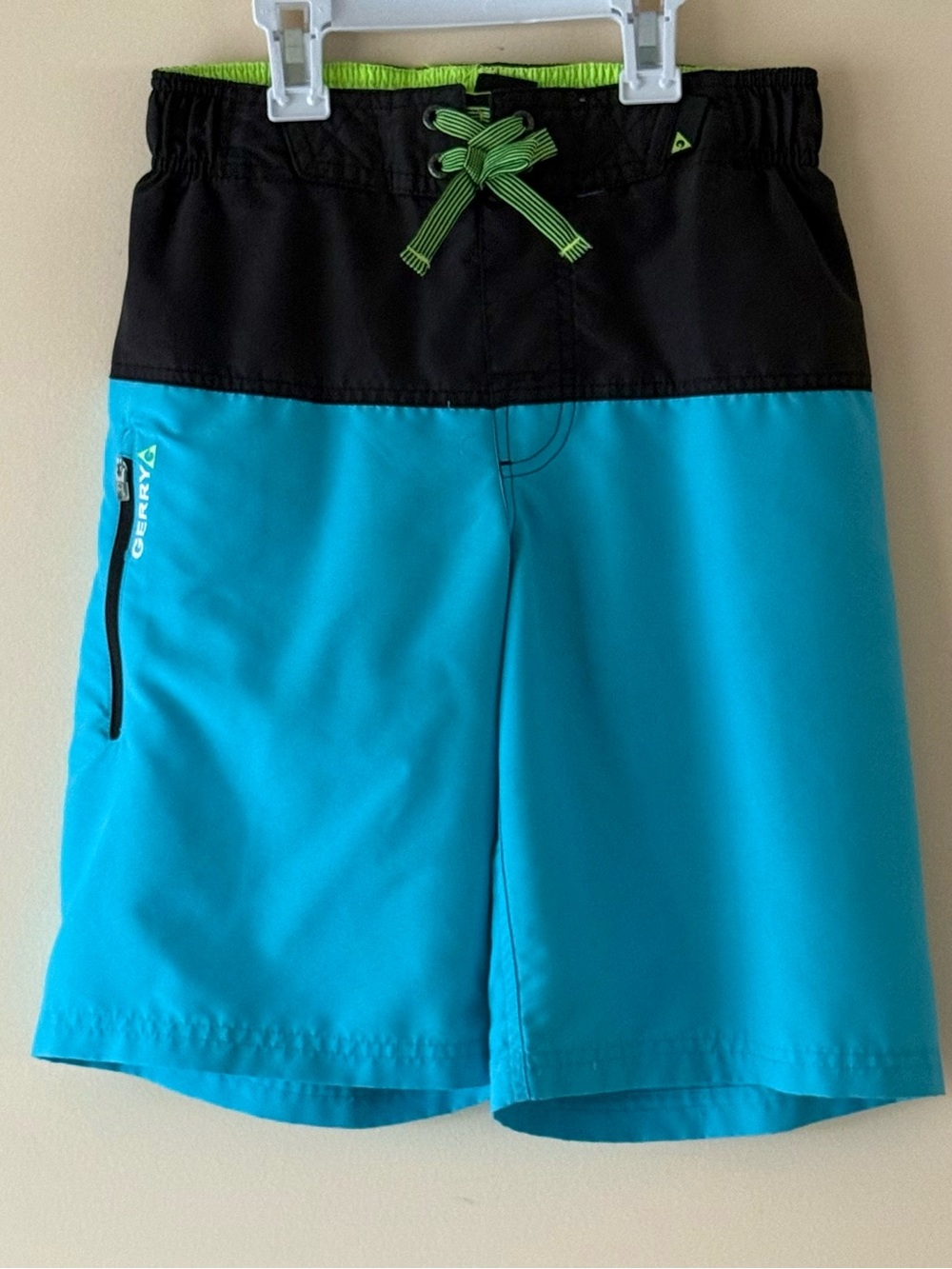 Gerry Boys Aqua Swim Trunks with Black Waistband, Size M(10-12)